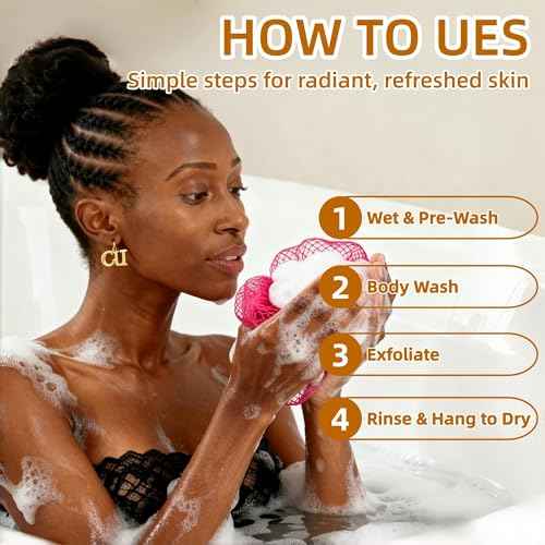 2 Pack Authentic African Net Sponge with Handles, AivaToba Mesh Body Scrubber, Exfoliating Wash Cloths for Body Scrubber, Back Scrub Exfoliating Sponge for Shower Bath, Portable Bath Sponge
