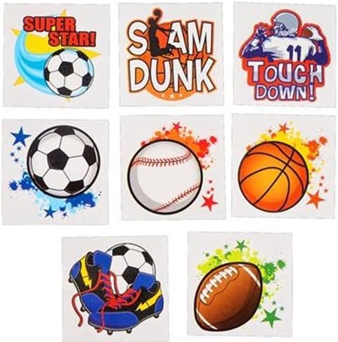Sports Tattoos 144 Pc - Soccer Baseball Football Basketball