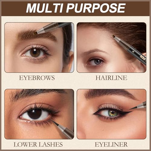 Boobeen 3-Pack Waterproof Eyebrow Pen & Eyeliner Dark Brown