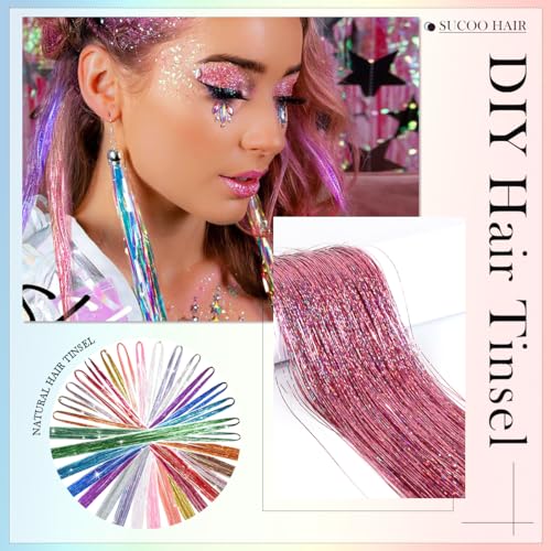 Hair Tinsel Kit 16 Colors 4800 Strands 48 inches