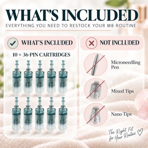 Microneedling Pen Cartridges 36-Pin, 0.30mm, Pack of 10 for M8 Devices
