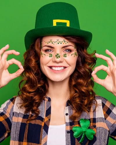 St. Patrick's Day Temporary Tattoos - 18 Waterproof Shamrock Stickers