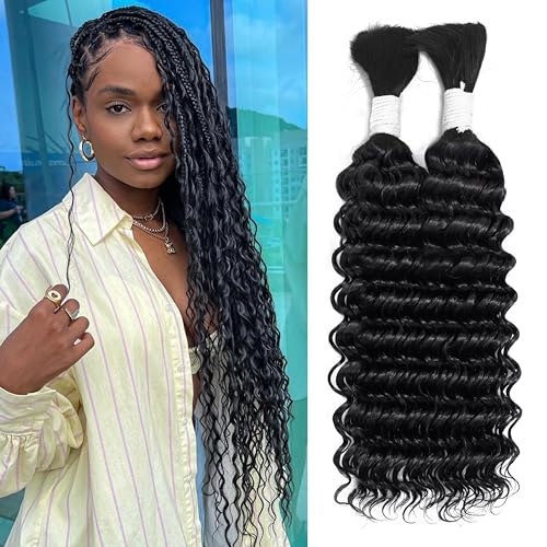 Freemiss 100g 16 Inch Deep Wave Human Braiding Hair - 2 Bundles