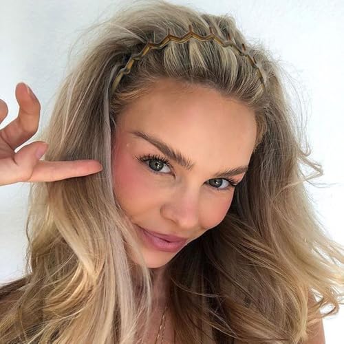Set of 3 Non-Slip Zig Zag Plastic Headbands for Men Women - 90s Wavy Teeth Hair Accessories