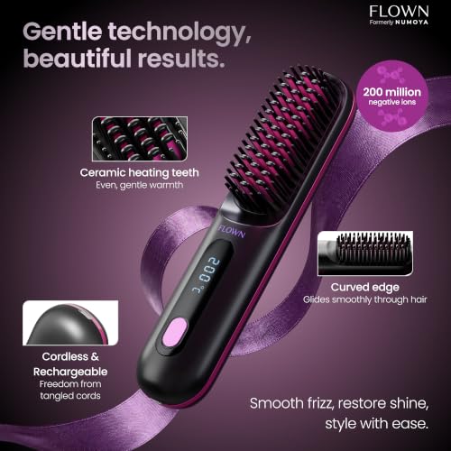 Flown Go Brush Pro - No Damage Heat Brush with USB-C Charging