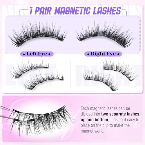 Magnetic Eyelashes with Applicator - No Glue Wispy Cat Eye