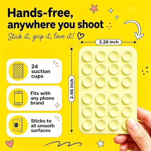 Magnetic Phone Grip with Suction Cups for MagSafe Compatible Devices - Baby Yellow