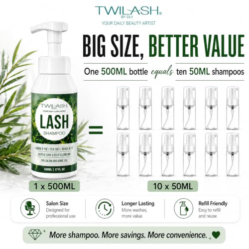 TWILASH Lash Shampoo 500ml - Gentle Eyelash Cleanser