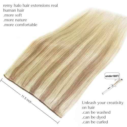 Hair Extensions 16 Inch Hair Extensions Real Human Hair Light Blonde to 613 Blonde Straight Hair Extensions Human Hair Extensions Hidden Wire Hair Extensions Transparent Fish Line Invisible Hairpiece