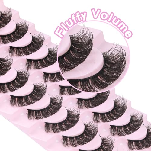 Losha DD Curl Russian Strip Lashes - 10 Pairs Wispy False Eyelashes