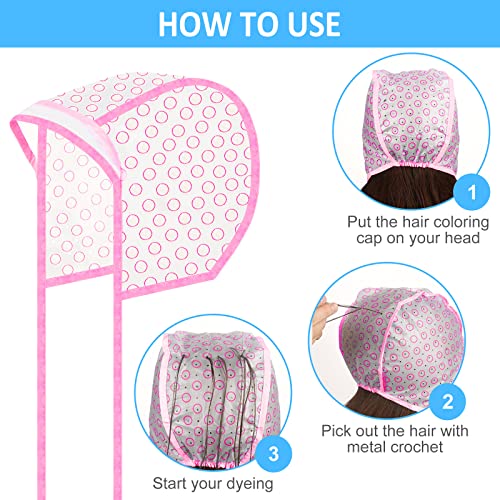 Hair Highlighting Cap Kit - 3 Sets with Dye Tools & Accessories