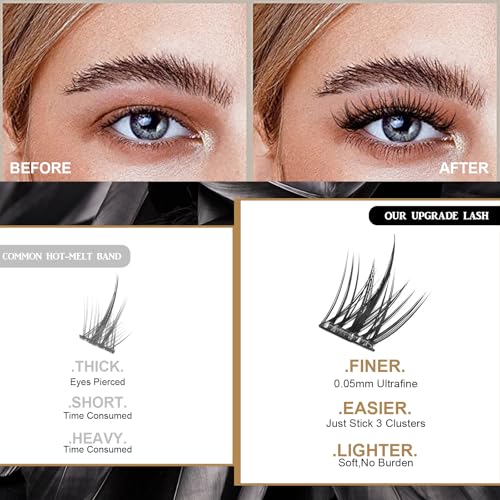Self-Adhesive Cluster Lashes - Glueless Individual Eyelash Extensions