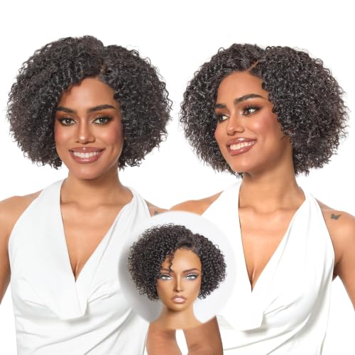 LUVME 8 Inch Curly Pixie Wig Black Short Glueless Human Hair