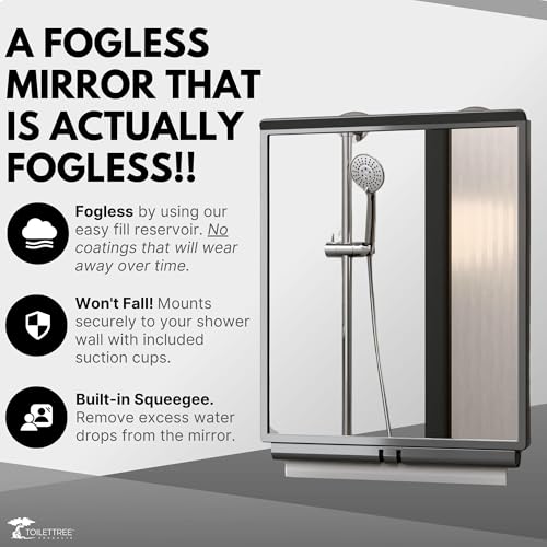 Fogless Shower Mirror with Squeegee by ToiletTree Products