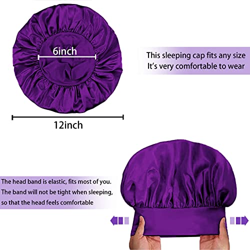 4-Pack Silk Satin Bonnets for Sleeping - Elastic Wide Band Hair Wrap