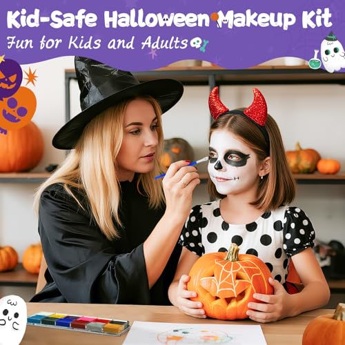 12-Color Oil-Based Face Paint Kit with Brushes