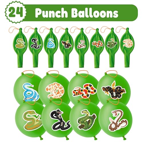 Snake Party Favors Pack - 24 Punch Balloons & 48 Tattoos