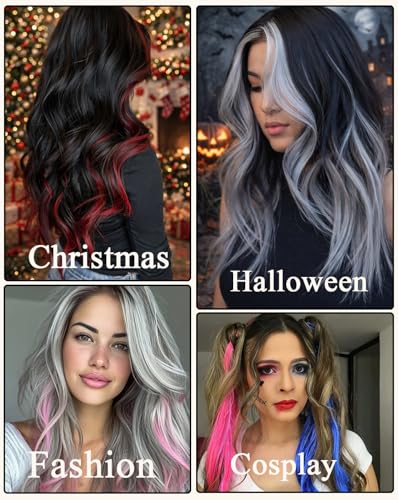 Red Clip-In Hair Extensions 22 Inch - 12 PCS for Parties & Festivals - Variation of THIS listing
