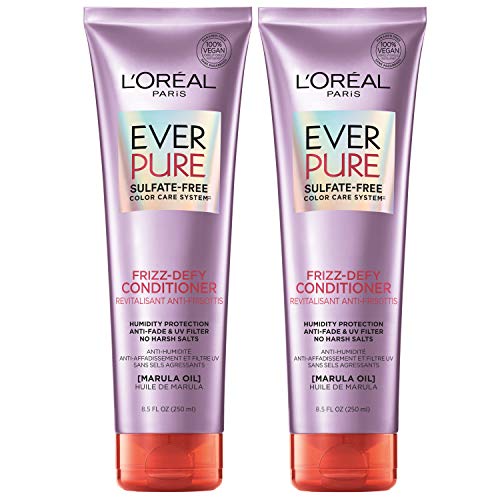 L'Oreal Paris Hair Care EverPure Sulfate Free Frizz Defy Conditioner, with Marula Oil, 2 Count (8.5 Fl; Oz each) (Packaging May Vary)