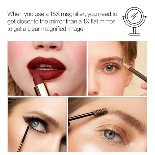 Dual-Sided 1X/15X Magnifying Makeup Mirror with Stand