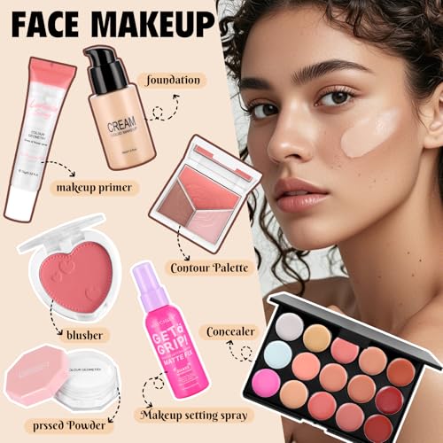 VESPRO All-in-One Makeup Kit for Women – 40 Color Palette & Brushes