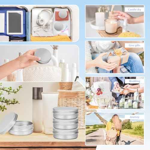 MotBach 8 Pack 4oz Tin Jars, 120ml Metal Tin cans, 4ounce Aluminum tin can jar Containers with Screw Lid for Lotion Bars, Salve, Balms, Beard Balm, Spices, Sample, Toiletries, Creams, Makeup Cosmetic