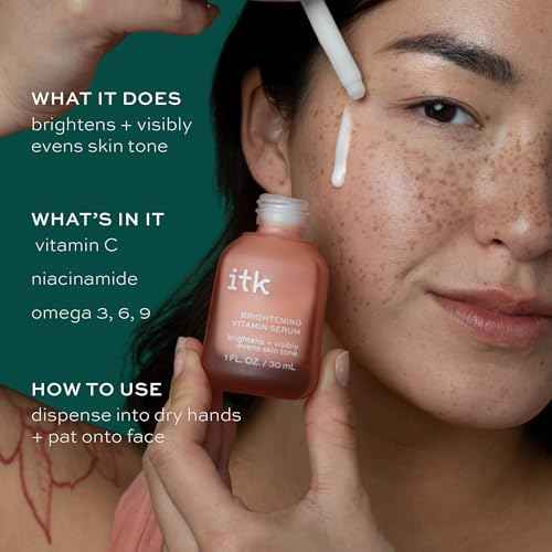 2-Part Face Serum Set for Brightening Skin, Correcting Dark Spots + Reducing Fine Lines - Vitamin C AM Face Serum with Light Niacinamide + Clarifying Peptides PM Face Serum with Bakuchiol