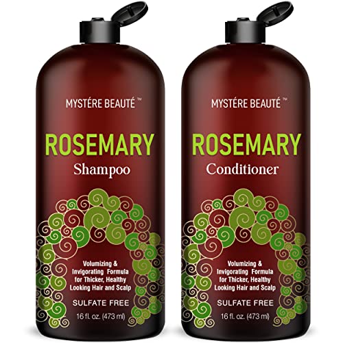 Mystère Beauté Rosemary Shampoo & Conditioner Set for Hair Growth - 16 fl oz Each (Rosemary Set)