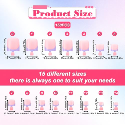 150 Pcs French Tip Toe Nails Press On Kit - 15 Sizes