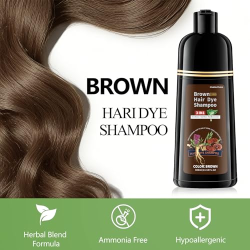 Brown Hair Dye Shampoo 3-in-1 Hair Color for Gray Coverage - HIS&HERCHOICE