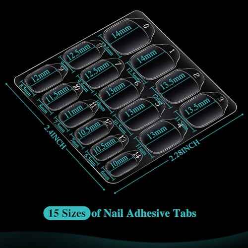 Teenitor 1500pcs Press on Nail Adhesive Tabs, 15 Sizes of Nail Stickers for Press on, Press on Nails Glue Stickers Press on Nail Sticky Tabs, 100 Sheets