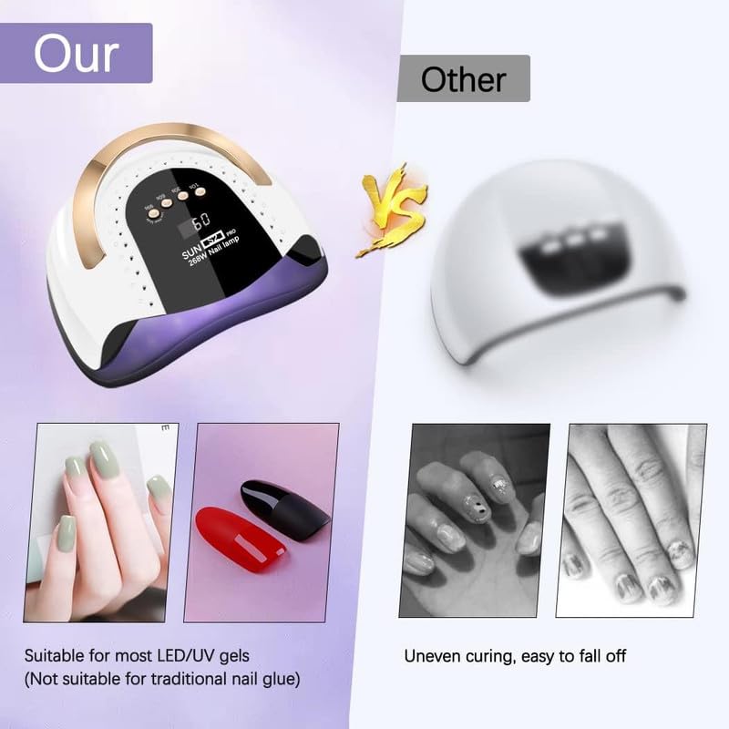 268W UV LED Nail Lamp, LKE Dryer for Gel Polish, 4 Timers Lamp