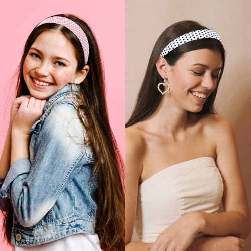 Wecoe 12-Pack Women's Headbands - Polka Dot & Plaid Designs
