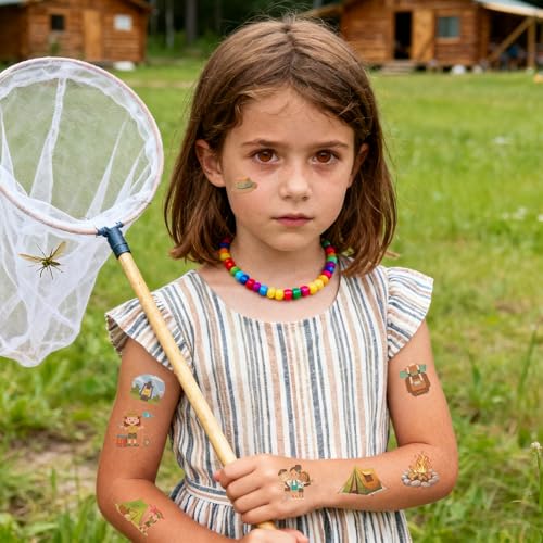 Girl Sccout Temporary Tattoos, 300+ Cute Girl Sccout Tattoo Stickers, Junior Brownie Scouts Cookies Party Favors Decorations for Girls Kids Cub Scouts Supplies Prizes Rewards