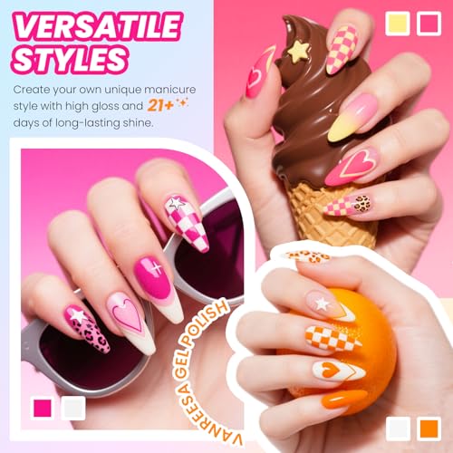 VANREESA 24-Piece Pastel Gel Nail Polish Set with Top & Base Coat