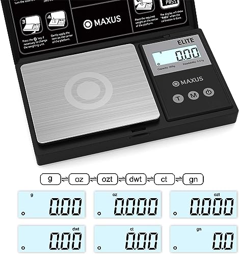 MAXUS Precision Pocket Scale 500g x 0.01g, Digital Gram Scale with Tray, Small Food Scale, Jewelry Scale, Ounces Grains Scale with Backlit LCD