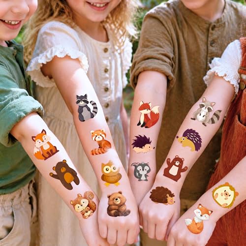 96pc Woodland Animal Temporary Tattoos for Kids - Pre-Cut