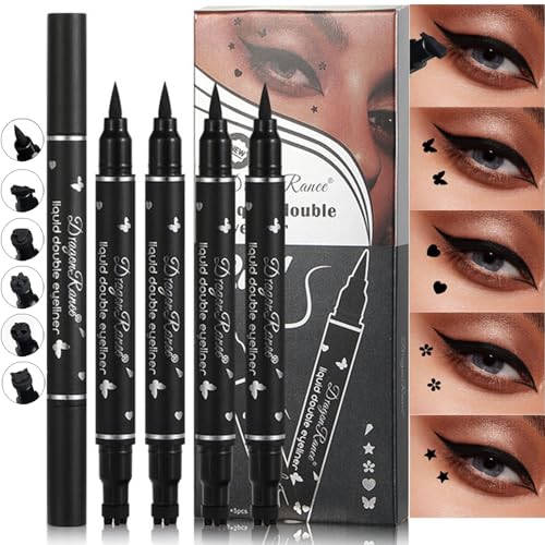 5-Piece Black Liquid Eyeliner Set with Stamp Tips