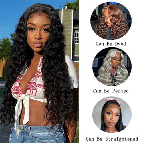 Loose Deep Wave Human Hair Bundles 100% Unprocessed Virgin Brazilian Remy Hair Bundles Loose Deep Wave 3 Hair Bundles Deals Loose Deep Wave Human Hair Weave Bundles for Black Women Natural Color