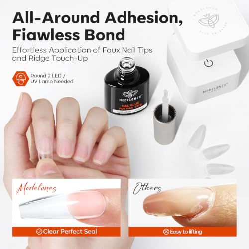 Modelones Nail Gel Glue & Dehydrator Primer Kit - Professional Nail Prep Set with UV Curing