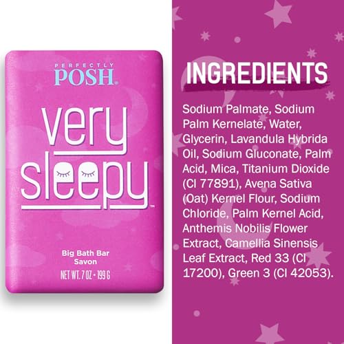 Perfectly Posh - Very Serene Big Bath Soap Bar - Soothing and Moisturizing Soap with Lavender & Shea Butter - for Rejuvenating Bath Time - 7oz