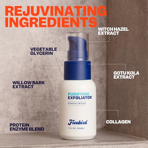Freebird Exfoliator and Moisturizer - 30mL Purifying Exfoliator and 50mL Hydrating Lotion, Soothes & Prepares Skin, Anti-Pore Clogging, Non-Greasy Formula, Ideal for Bald Men and Women