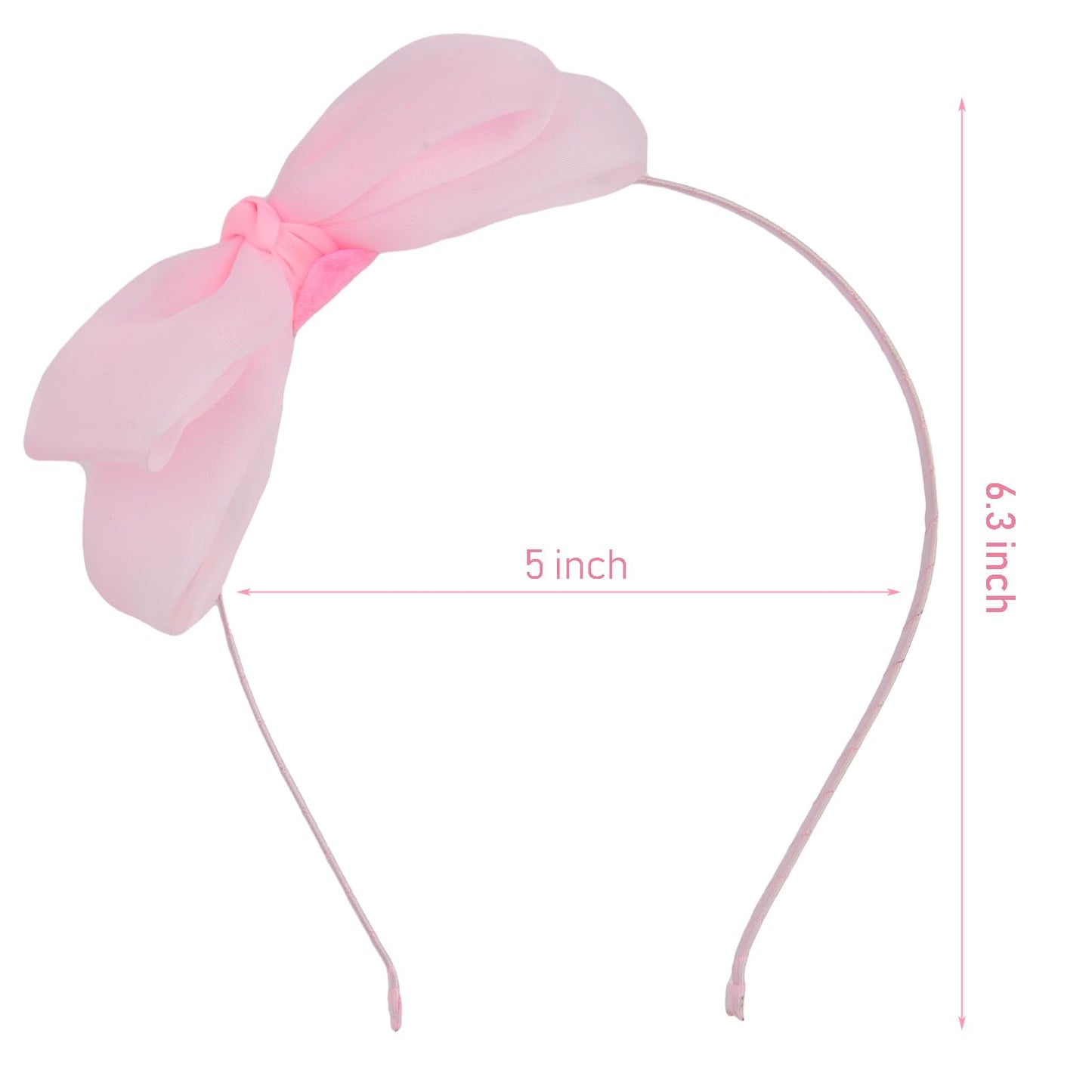 HoveBeaty Bow Hairband Soft Elastic Lace Bowknot Headband for Women and Girls, Perfect Hair Accessories for Party and Cosplay (Pale Pink)