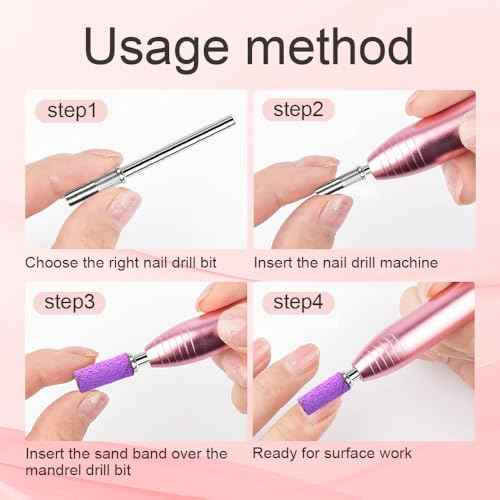 Small Sanding Bands Nail Drill Bits, Corfulra 200PCS Sanding Bands for Nail Drill with 2 3.1mm Mandrel bits, 150 Fine Grit Nail File for Acrylic Nails Gel Manicures and Pedicure, Purple