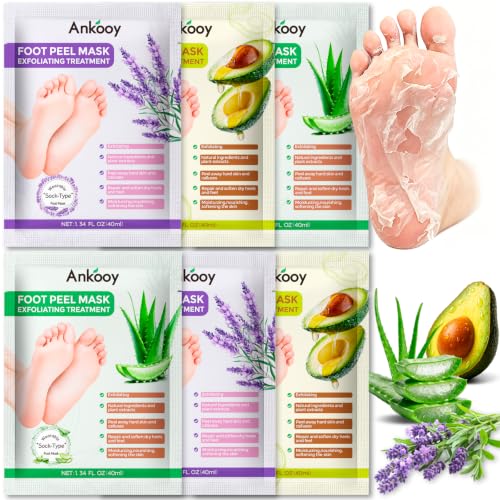 ANKOOY Exfoliating Foot Peeling Mask 6-Pack for Calluses & Dry Heels