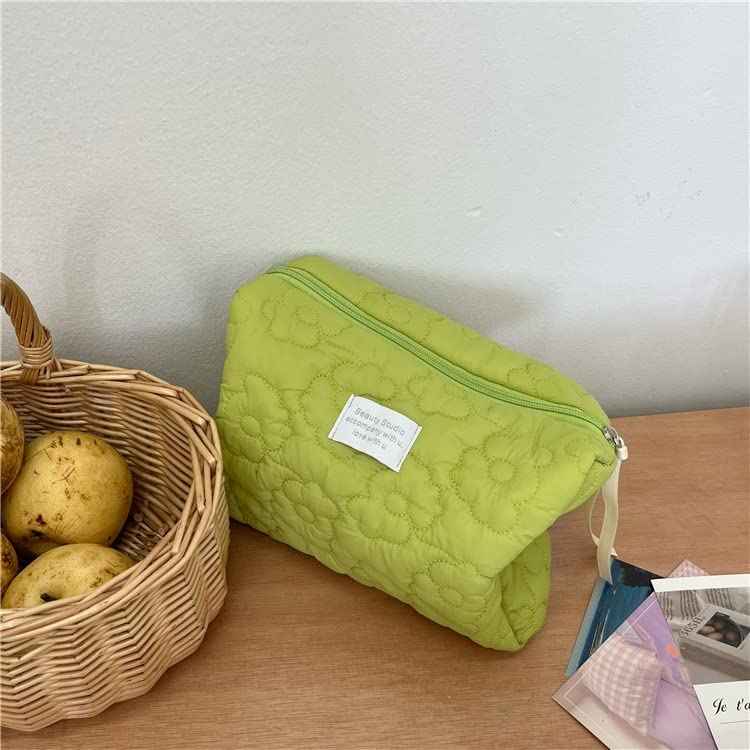 RUIXIAOXI Cosmetic Bag,Makeup Bag Cotton Large Travel Makeup Organizer Bag,Cosmetic Organizer for Women (green)