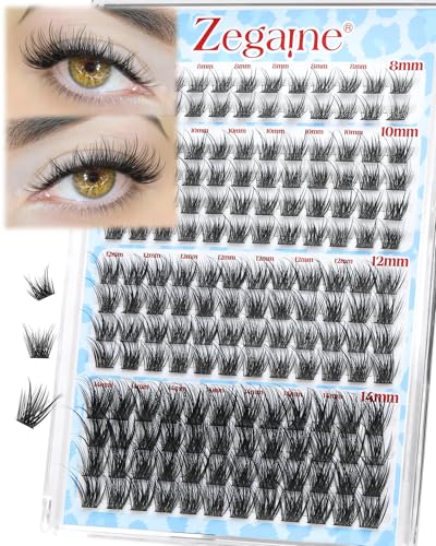 Zegaine Natural Lash Clusters 8-14mm Short Curly Spiky Wispy False Eyelashes