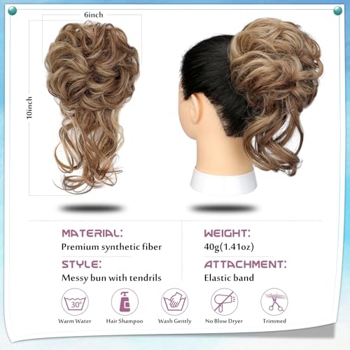 Messy Bun Hair Piece Curly Chignon with Elastic Band