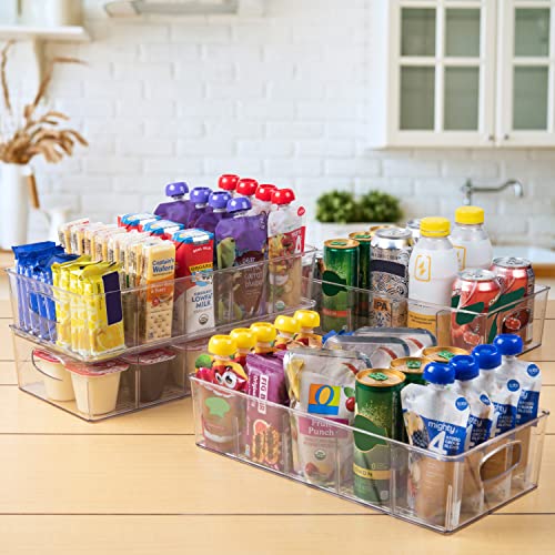 ClearSpace Plastic Pantry Organization and Storage Bins with Removable Dividers – 2 Pack XL Perfect Kitchen Organization or Kitchen Storage – Refrigerator Organizer Bins, Cabinet Organizers