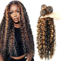 DiexrLamx P1B30 Highlight Deep Wave Human Hair Bundles 28-32 Inch Ombre #1B/30